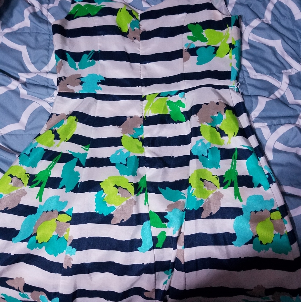 Helene Blake navy and white striped dress
